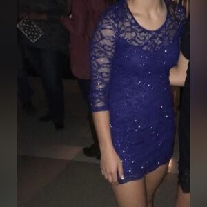 Windsor Royal Blue Lace Long Sleeve Dress